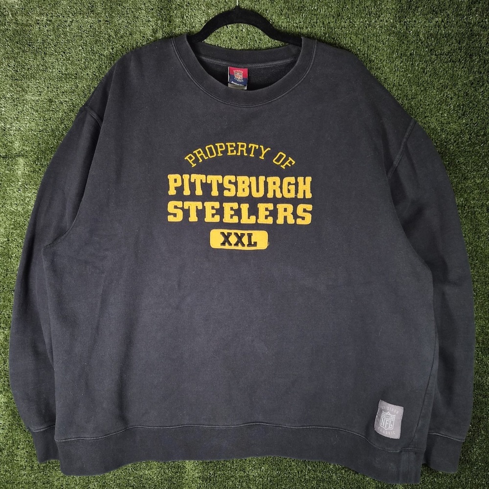 Pittsburgh Steelers Reebok NFL Classic‎ Crewneck Sweatshirt Black Mens XL...